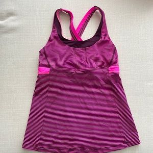 Lululemon Stuff Your Bra Tank II Hyper Stripe Raspberry Glo Light size 8